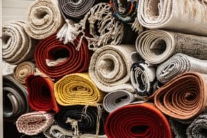 Pile of different carpets